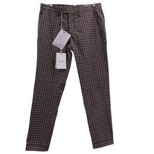 NWT Michael Coal Men's Plaid Dress Pants Trouser Sz 35 Brown Tapered Preppy